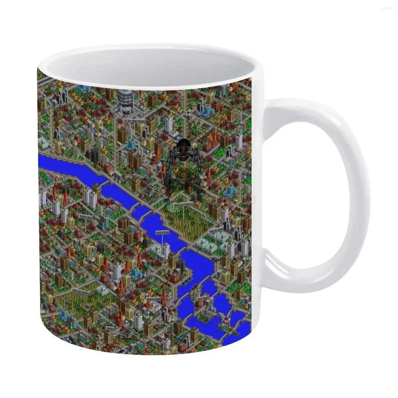 Tazze SimCity 2000 No Logo Sim City Paris-HD Tazza bianca Vintage Unisex Taglia 2 Giochi Pixel Pixelar