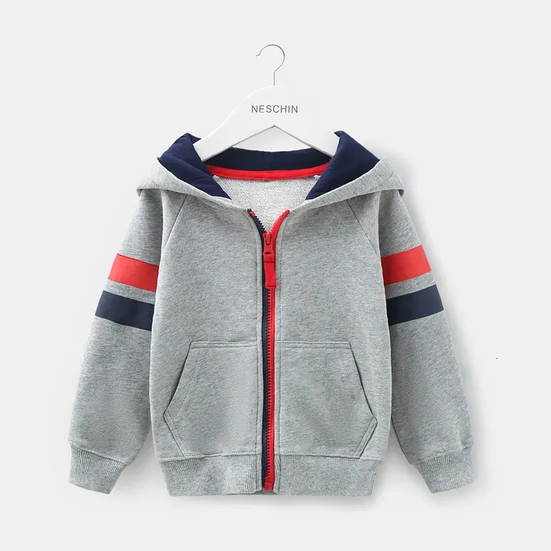 Пуховое пальто, детская толстовка с капюшоном для маленьких мальчиков, куртка, осенний детский кардиган на молнии, весенне-осенний стиль 231202