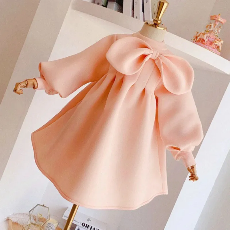 Girl s Dresses Girl Long Sleeve Winter Dress Sweet Pink Color Princess Party Ball Gown for Toddler Birthday Gift 231202