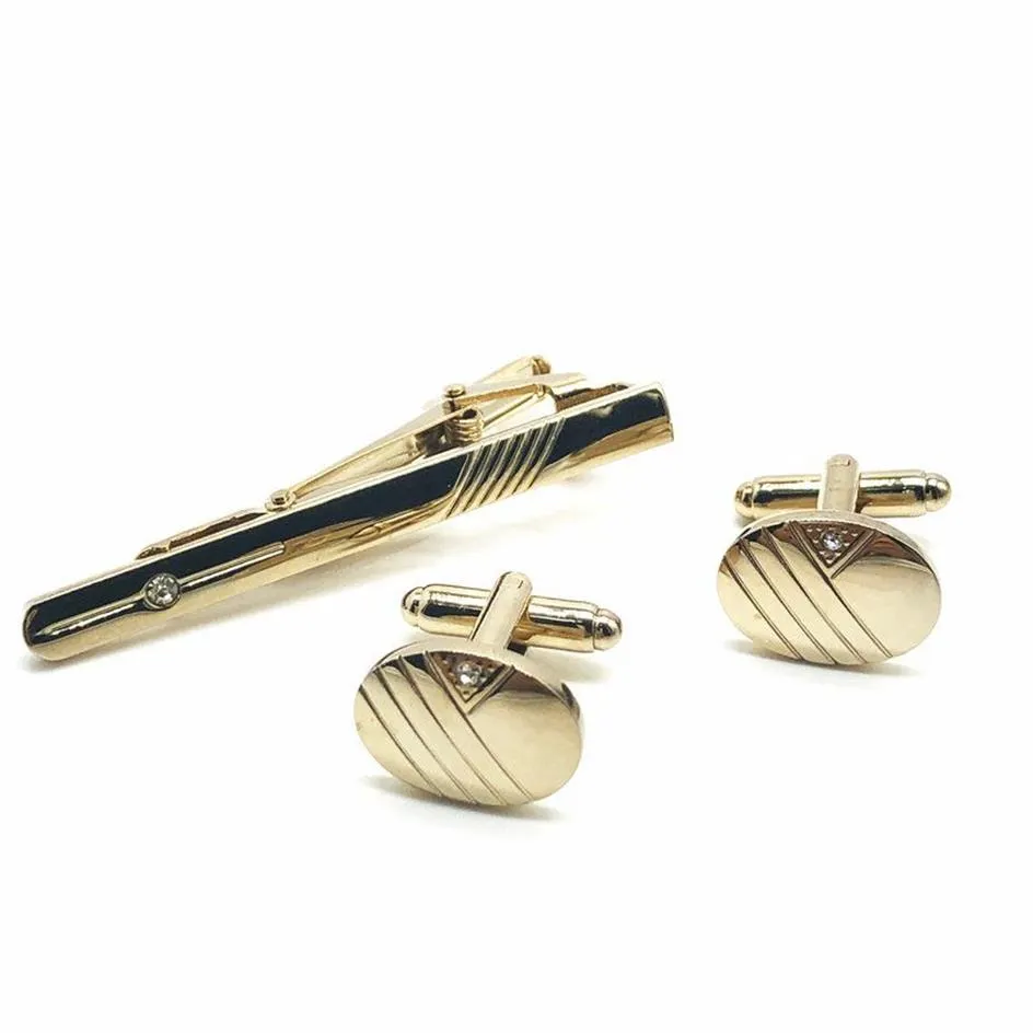 2 set of men's fashion luxury classic exquisite stainless steel tie clip cufflinks set twill and diamond tie clip cufflinks s255J