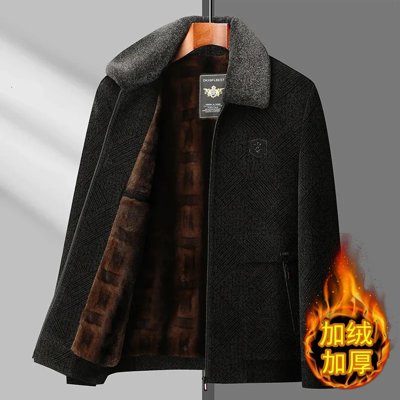 Gilet da uomo 2023Cappotto invernale con lana ispessita e ciniglia Business Casual Collo in pelliccia Moda antivento 231201