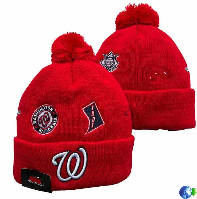 Washington'nationals''beanis bobble czapki baseballowe czapki 2023-24 projektant mody Bucket Hat Chunky dzianin faux poma czapka świąteczna A0