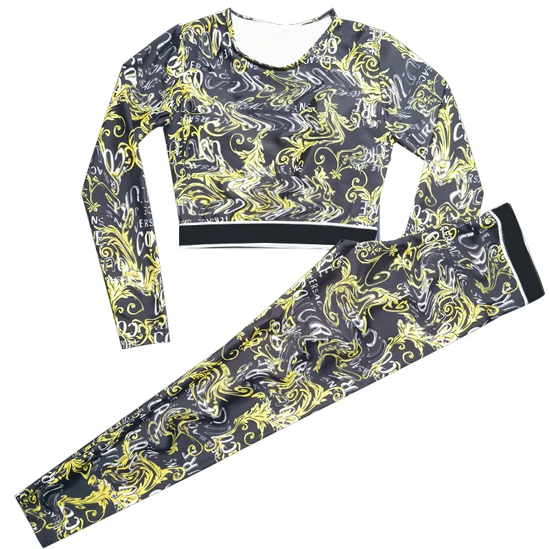 Tenues de yoga Pantalon de fitness pour femmes Sportswear avec veste courte rembourrée Survêtement à manches longues
