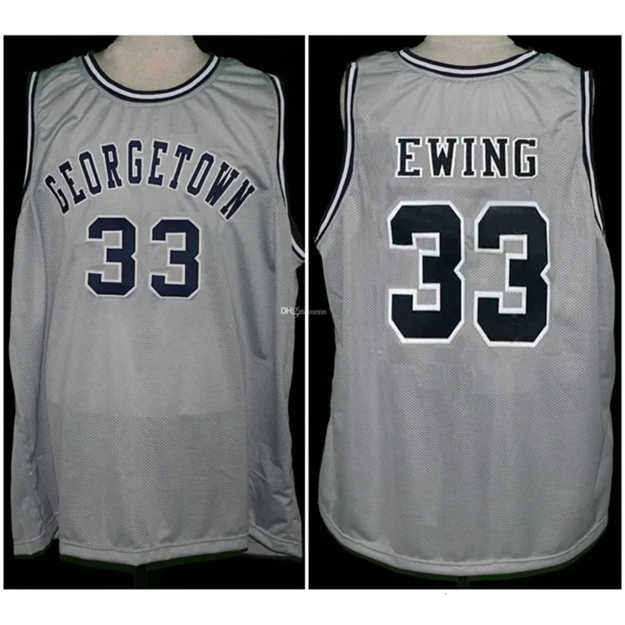 Nikivip Georgetown Hoyas College Patrick Ewing #33 Gray Retro Basketball Jersey męs