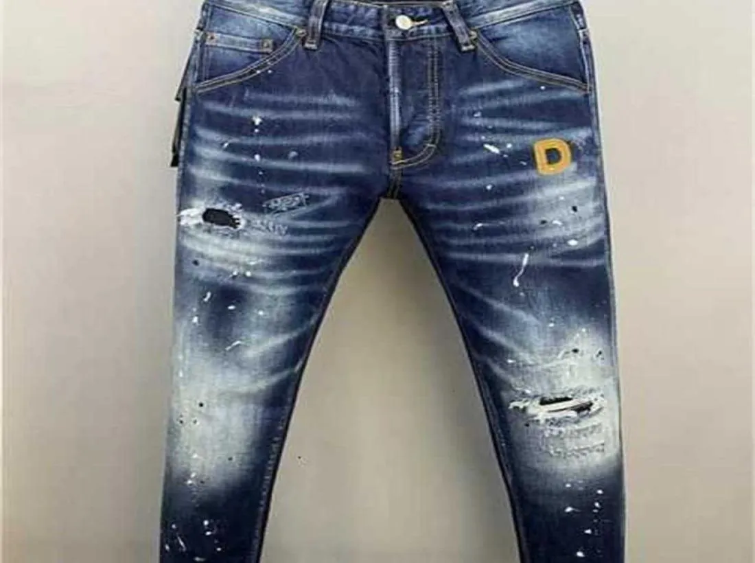 Mäns jeans 2022 FW 23SS Luxury Brand Designer D2 Men denim Uare broderi byxor mode hål byxor herr kläder USA storlek 28-38 2GMSV4549258