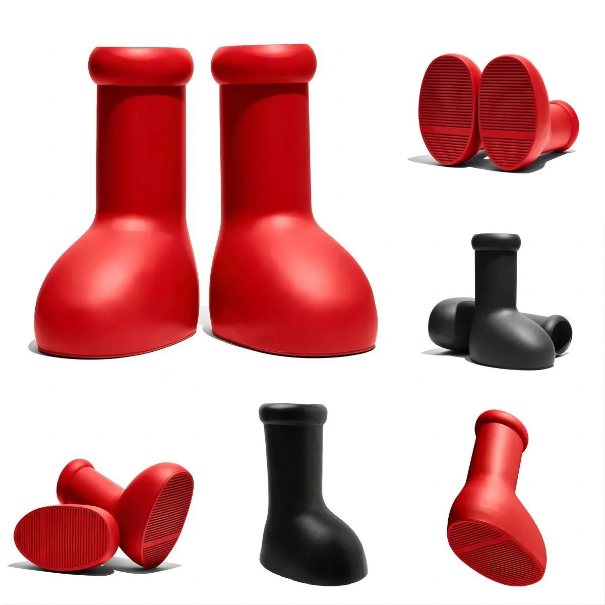 2024 Astro Boy Stiefel Big Red Boots Männer Frauen Mode Regen dicker Boden Nicht-Schlupf-Stiefel Herren Gummi-Designer-Plattform Bootie-Schuhe große Größe 35-47