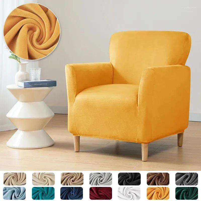 Chair Covers Velvet Club Tub Sofa Slipcovers Soild Color Armchair For Living Room Elastic Single Home Bar Counter El