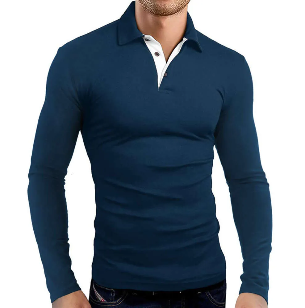 lu Men Polo Shirt Long Sleeve T-shirt Mens Sport Style Collar Button Training Golf Hot clothes