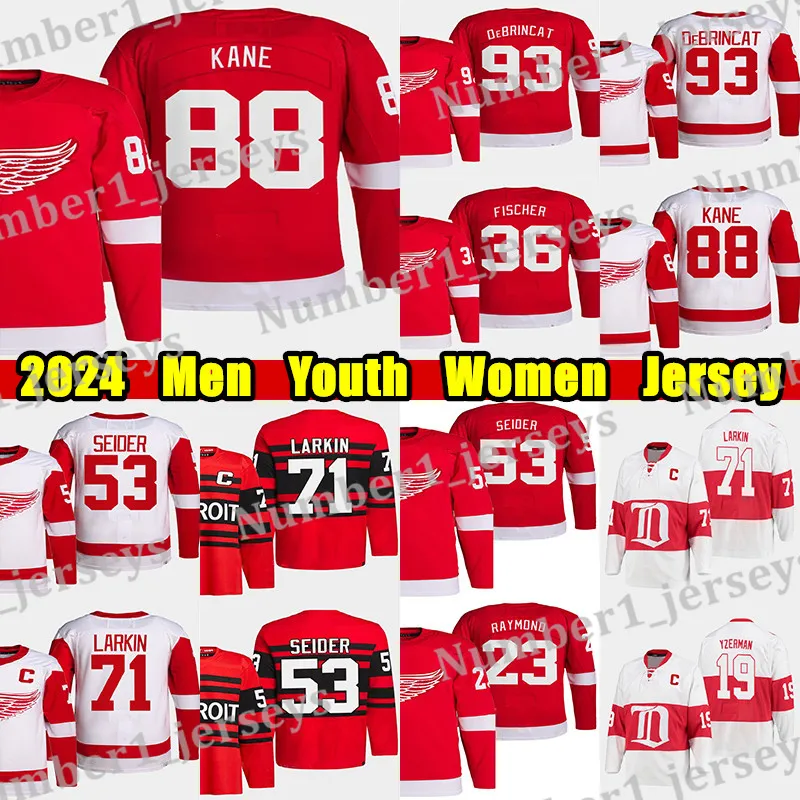 #88 Patrick Kane Reverse Retro Hockey-Trikot #93 Alex DeBrincat Dylan Larkin Moritz Seider David Perron Gordie Howe Pavel Datsyuk Steve Yzerman Lucas Raymond Trikots