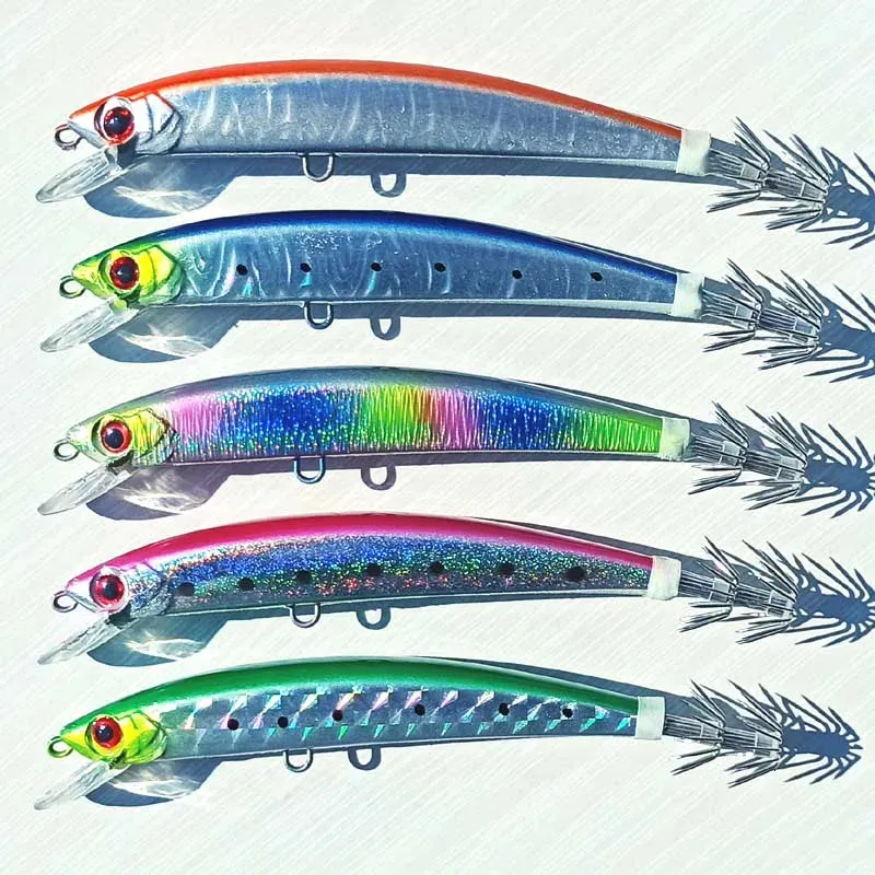 10 Hameçons Leurres Pêche En Mer – Hameçons Calmars Lumineux, Acier Haute Teneur Carbone