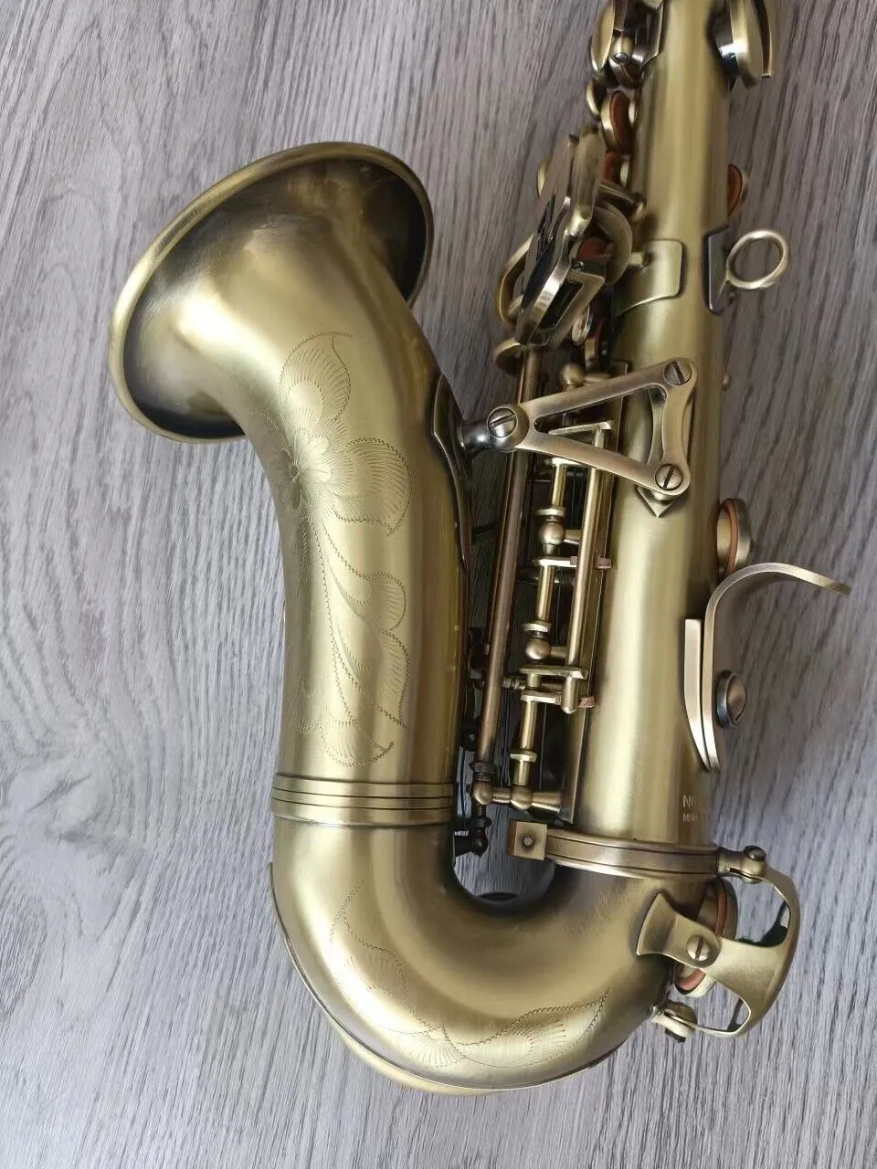 Saxofone soprano curvo antigo estilo Mkvi de música oriental com gravura AAA