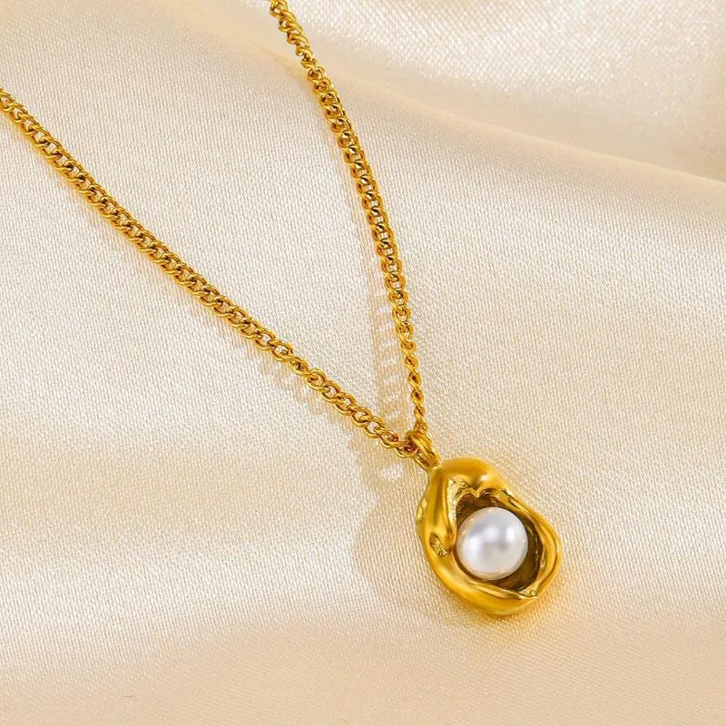 Collane con ciondolo Collana di perle irregolari Delicati gioielli semplici in acciaio inossidabile per le donne Regalo di compleanno per anniversario di matrimonio Commercio all'ingrosso