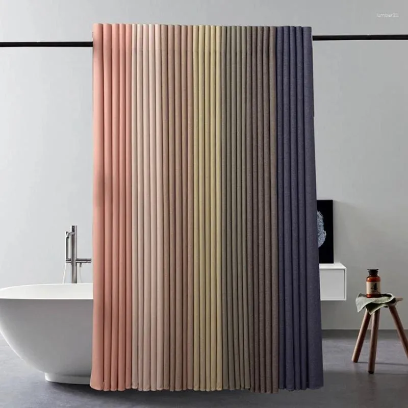 Curtain Thick Imitation Linen Shower Waterproof Bath Curtains For Bathroom Bathtub Large Bathing Cover With Metal Hooks