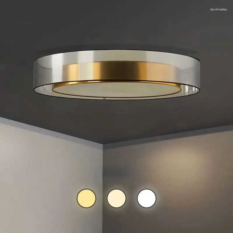 Taklampor modern nordisk designlampa ledande ljuskrona glas enkel atmosfär ringhänge belysning vardagsrum sovrum mässing