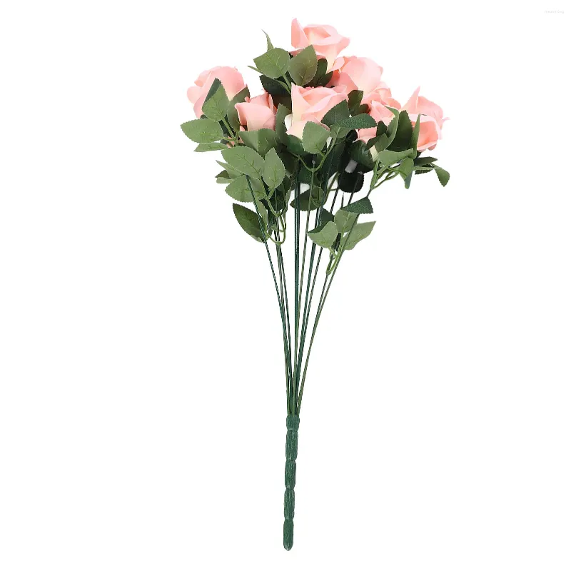 Decorative Flowers Artificial Roses With Long Stem Simulated Silk Real Looking Fake Bouquet For Valentine's Day Party Wedding Decor