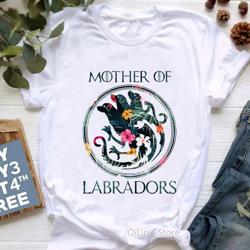 Kvinnors T-skjortor Jag älskar mitt labbbrev Uttryck grafiska tees kvinnor labrador retriever hund mamma/älskare mödrar dag gåva femme vit t-shirt sommar