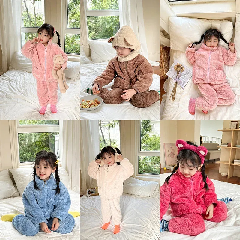 Cozy Kids Pajamas 2 Piece Autumn Winter Warm Sleepwear Set for Boys Girls 2 10Y
