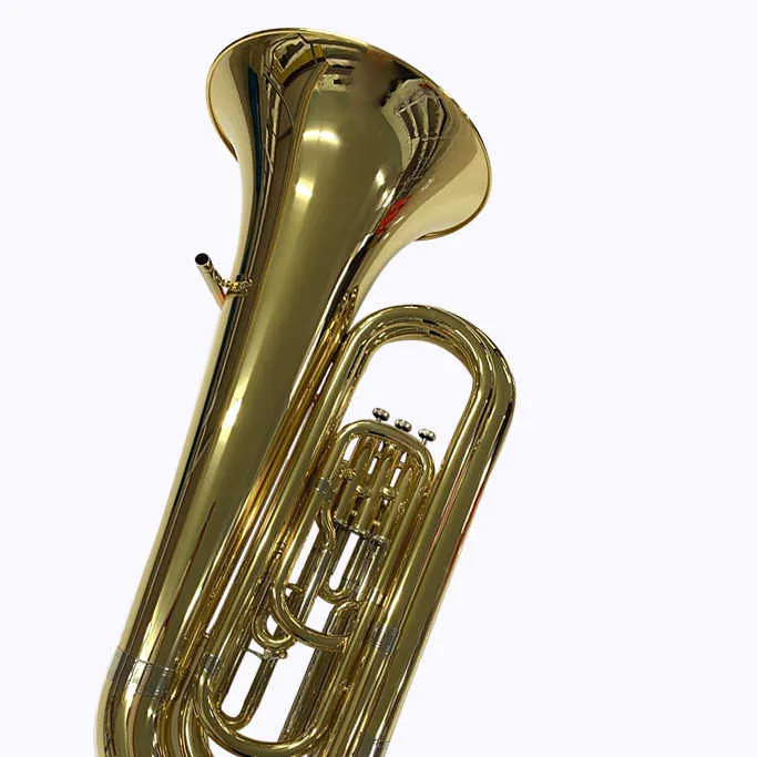 Tuba en laiton jaune, corps en laiton jaune, réglage Bb, laque dorée, modèle 105, pour étudiant, vente en gros