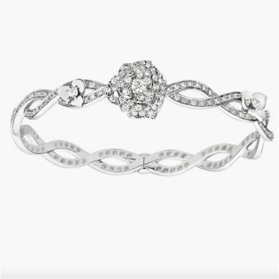 Brazalete PIAGE Pulsera de la serie ROSE Cristal con incrustaciones Plata de ley extremadamente chapada en oro de 18 quilates Joyería de lujo marca de alta calidad desig2451