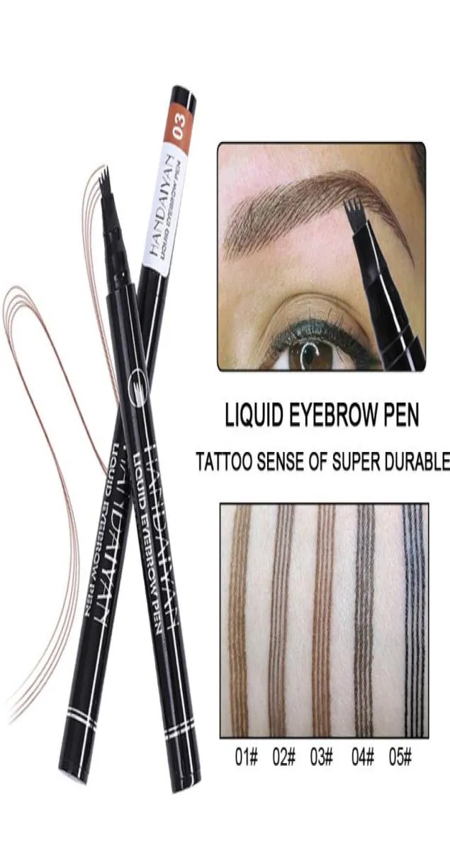 Handaiyan Crayon Sourcil Crayon à sourcils 4 fourchette Micro sculpture teinte des sourcils imperméable à l'eau rehausseur de sourcils stylo de tatouage 4880129