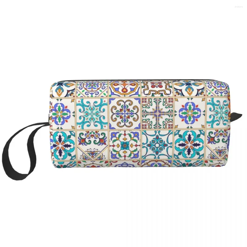 Cosmetic Bags Mexican Floral Blossom Tile Makeup Talavera Art Large Capacity Bag Trendy Waterproof Pouch For Purse Storage