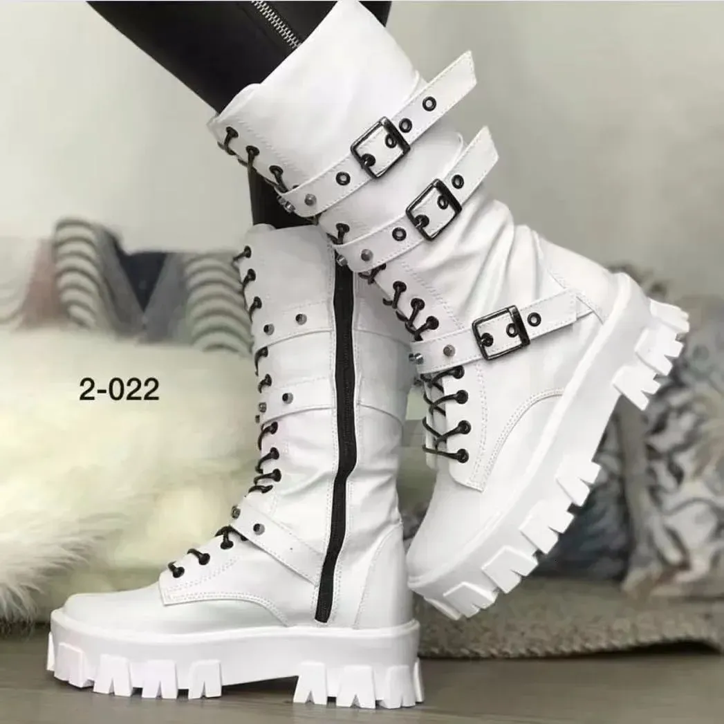 Stiefel Luxus Marke Frau 2023 Winter Pu Leder Plattform Fashion Lace Up Punk Gothic Booties Casual Arbeit Schuhe botines mujer 231201