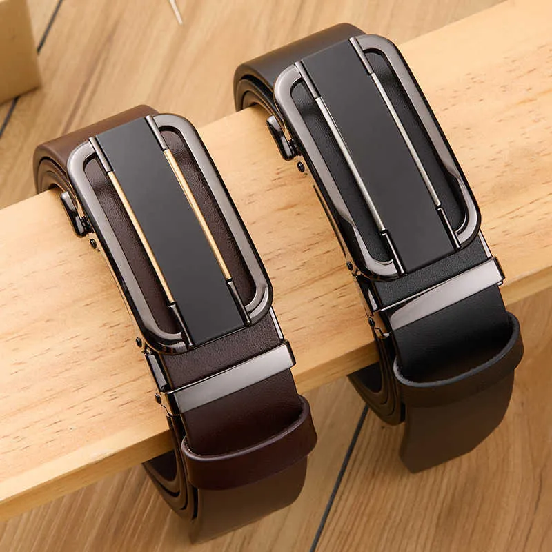 Ceintures Ceinture en cuir de vachette haut de gamme pour jeunes, pour hommes, mode haut de gamme, boucle automatique, ceinture d'affaires en cuir véritable, nouveau modèle