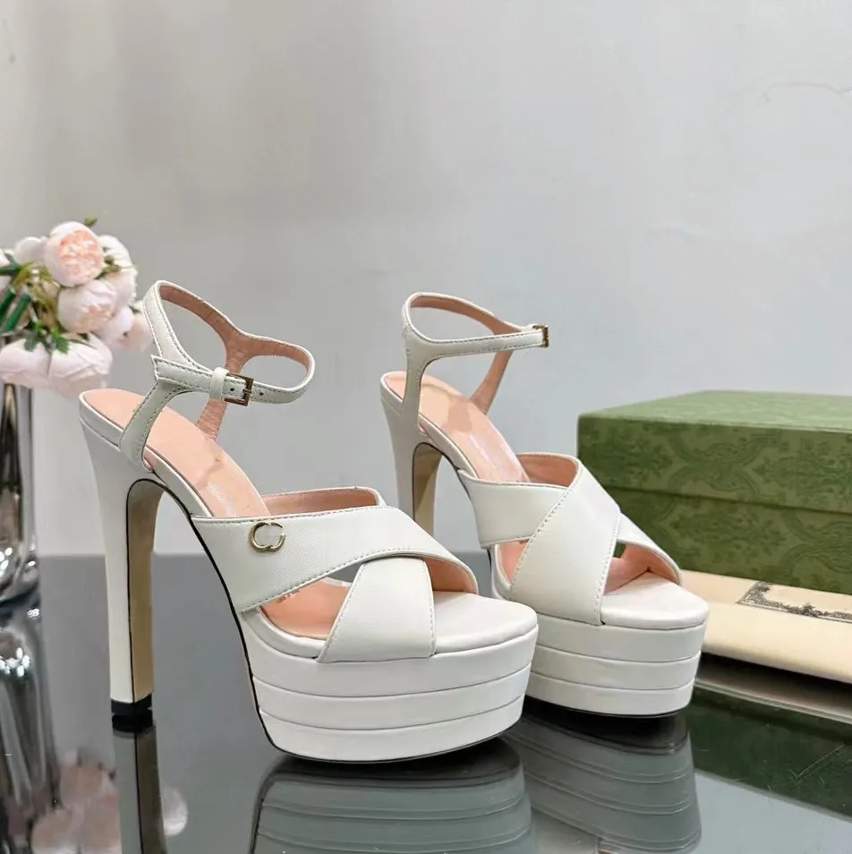 Sandalen Damesschoenen Damessandalen met hoge hakken Luxe ontwerpers Strassgesp Verfraaid enkelbandje 105 mm Avond Slingback sandaal fabrieksschoeisel ga