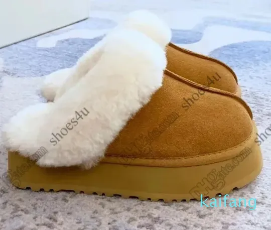 Sheepskin Shearling 클래식 울트라 패션 바람 장점 겨울 노새 여성 남자 스노우 슈즈 스웨이드 부티