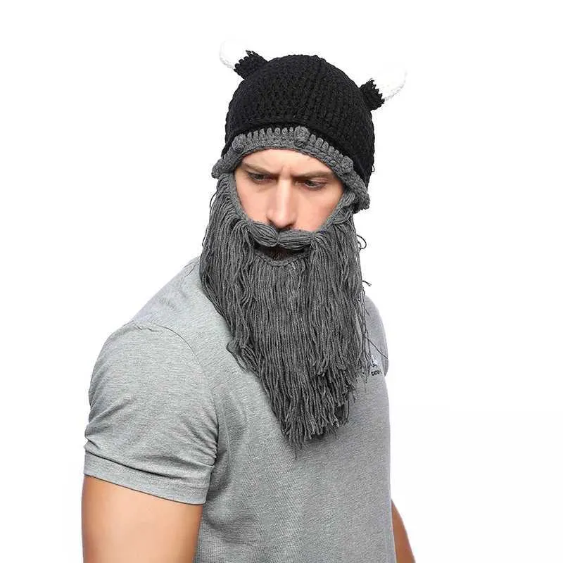 Winter Hat Style Halloween Personalized  Hat DIY Woven Beard Bullhorn Woolen Hat Party Fun Hat christmas hat Free Shipping