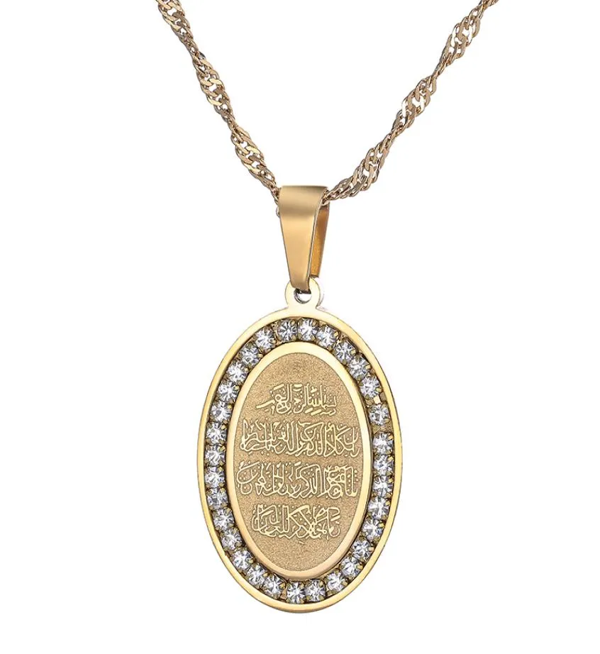 316 acier inoxydable ovale pièce d'or musulman moyen-orient arabe mode charme haut de gamme pendentif collier 9107891