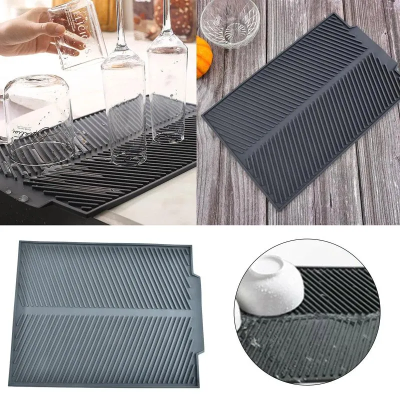 Tapis de Table en Silicone, tapis d'égouttage, napperon d'isolation thermique, tapis de vidange de cuisine, napperons antidérapants, égouttoir de vaisselle résistant à la chaleur