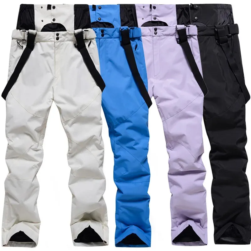 Pantaloni con bavaglino da sci Sport caldi da donna Sci all'aperto Montagna Uomo Pantaloni con bavaglino da snowboard Tuta antivento femminile Tuta impermeabile 231202