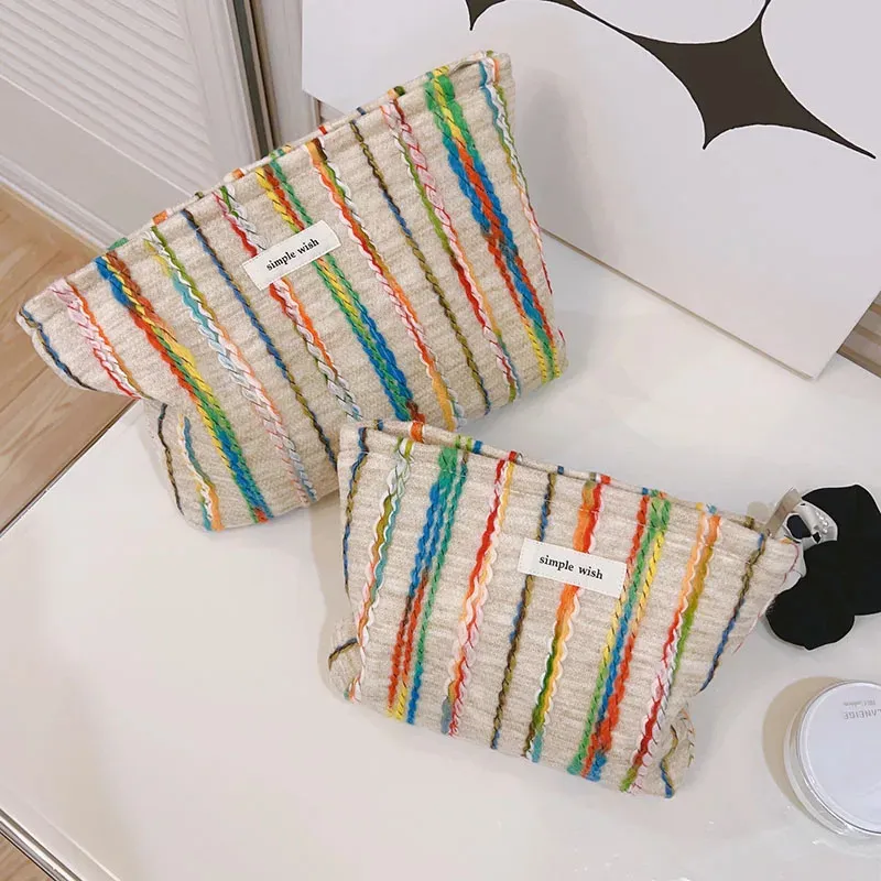 Cosmetic Bags Cases Soft Rainbow Women's Makeup Bag Girl Coin Pruse Wallet Cloth Cosmetics Storgae Pouch Zipper Toilet Bags Lipstick Organizer Case 231202