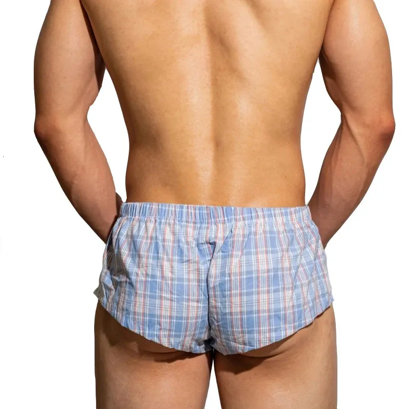 Underpants Underwear Men Boxershorts Home Short Plaid Cueca