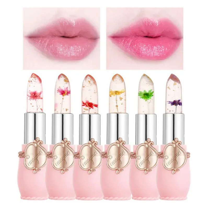 Lip Balm 6Pcs/Set Moisturizer Crystal Flower Jelly Lip Balm Kits Clear Vitamin E Nutritious Maquiagem Beauty Temperature Color Changing 231202