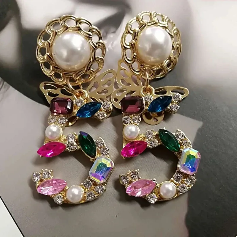 Boucles d'oreilles en cristal à breloques pour femmes, grande déclaration, bijoux en forme de goutte de papillon numérique, 5, 231201
