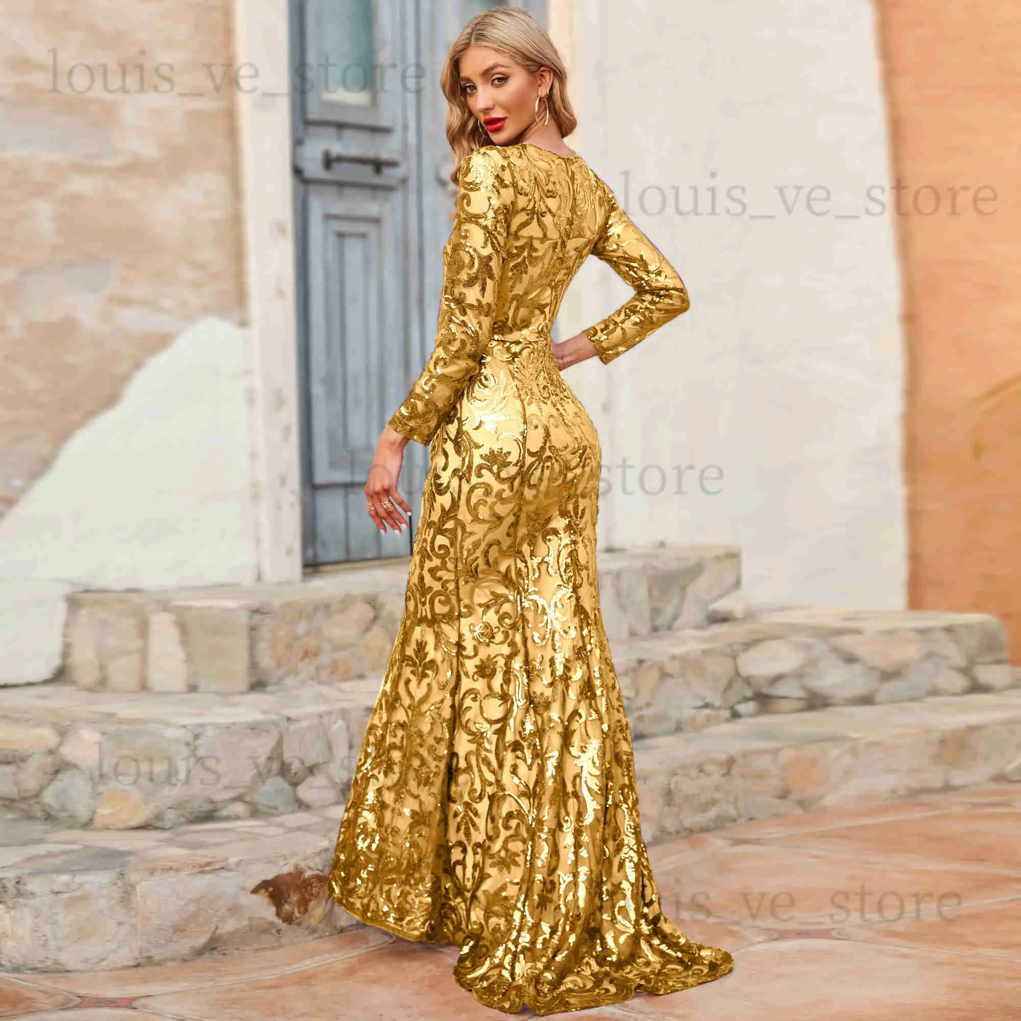 Kentsel Seksi Elbiseler Muhteşem Balo Gown Partisi Sequin Seatin Glitter Prom Elbise Plus Boyut Boyutu Kokteyl Lady Robe De Gelin Elbiseleri Annesi T231202