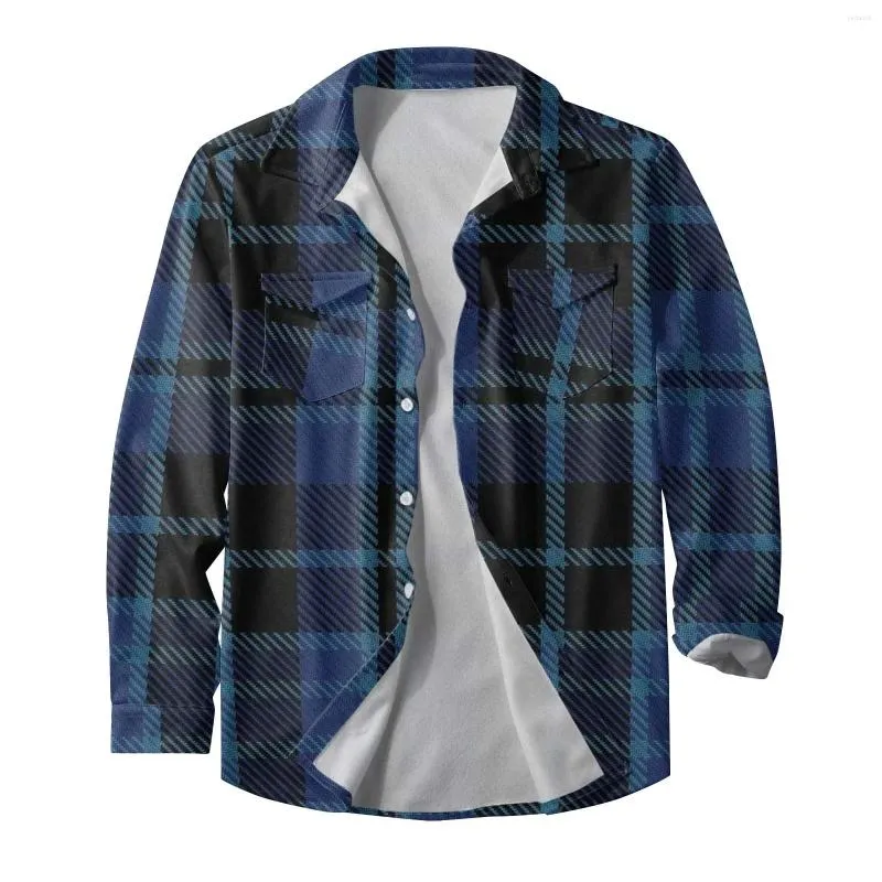 Herenjassen Herenjas Mode Lange mouwen Knop Lente Herfst Warm Casual Plaid Vierkante jassen Reverszak Geen capuchon Kleding