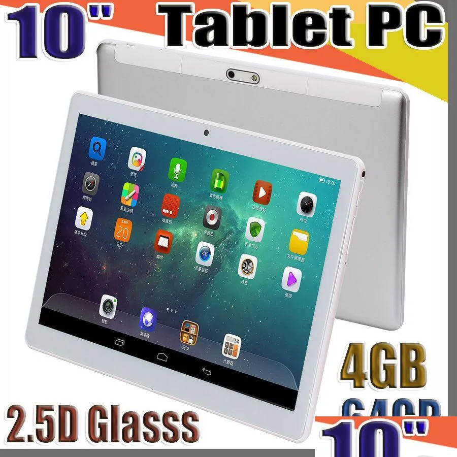 Tablet PC 168 Högkvalitativ 10 tum MTK6580 2.5D Glass IPS Capacitive Touch SN Dual Sim 3G GPS Android 6.0 Octa Core 4GB 64 GB Drop Del Dhlqo