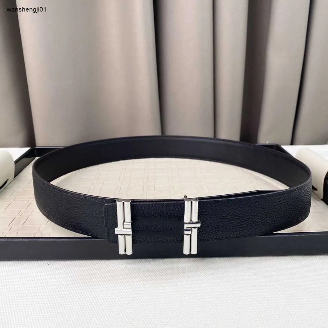 designer belt men's belt fashion Brand formal dress party leather men belts women elegant with box wide 3.8 cm H buckle waistband female Dec 02 hi-q