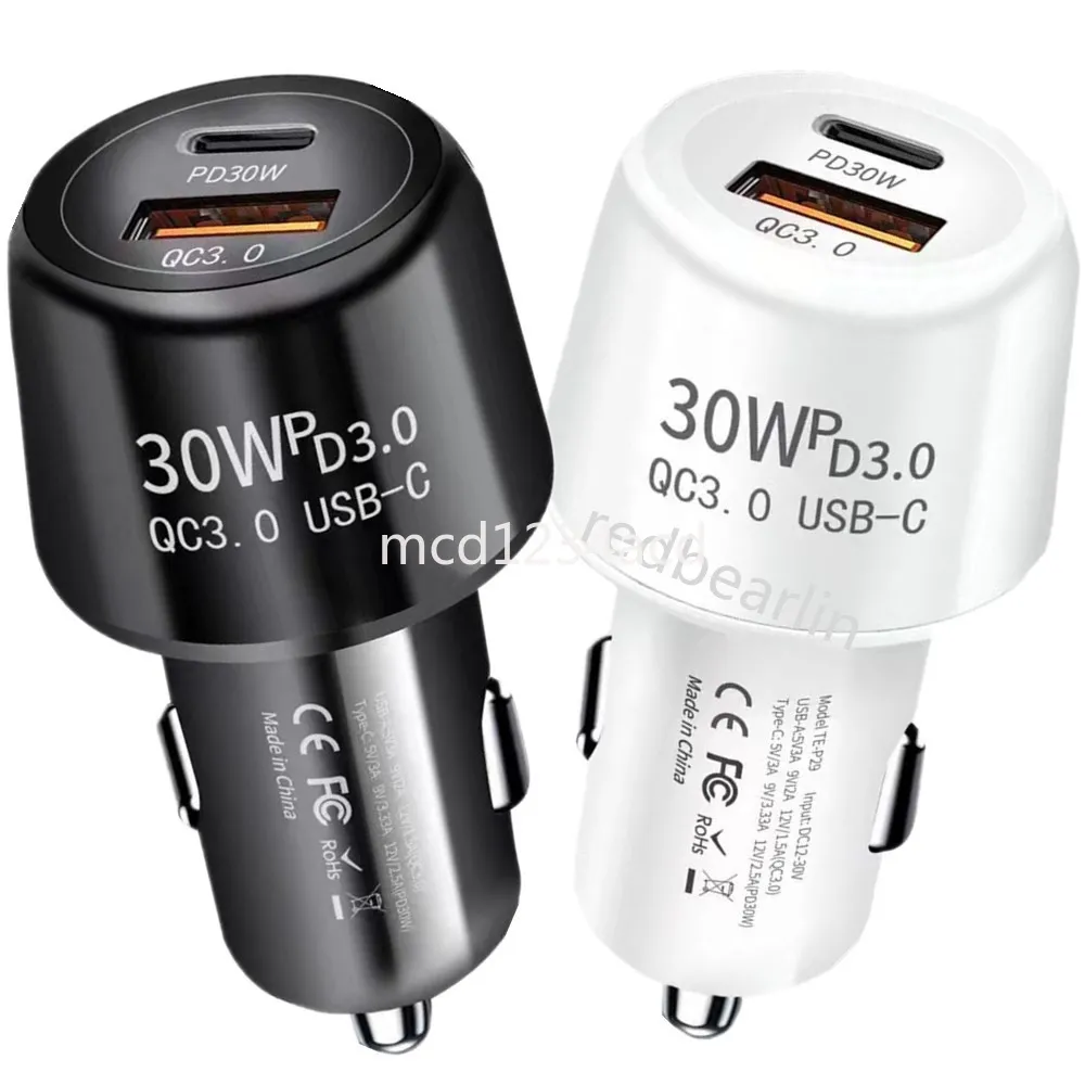 48W supersnel snel opladen PD 30W USB C PD autolader dubbele poorten voedingsadapter voor Ipad Iphone 11 12 13 14 15 Samsung S20 S23 Xiaomi M1 Huawei