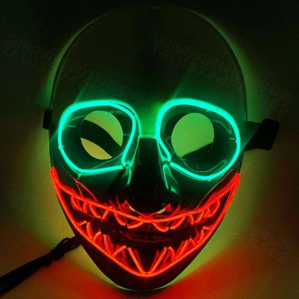 Red Mouth Monster Mask Halloween Glowing Mask EL Cold Light Line Cold Light Mask Bar Makeup Ball Prost