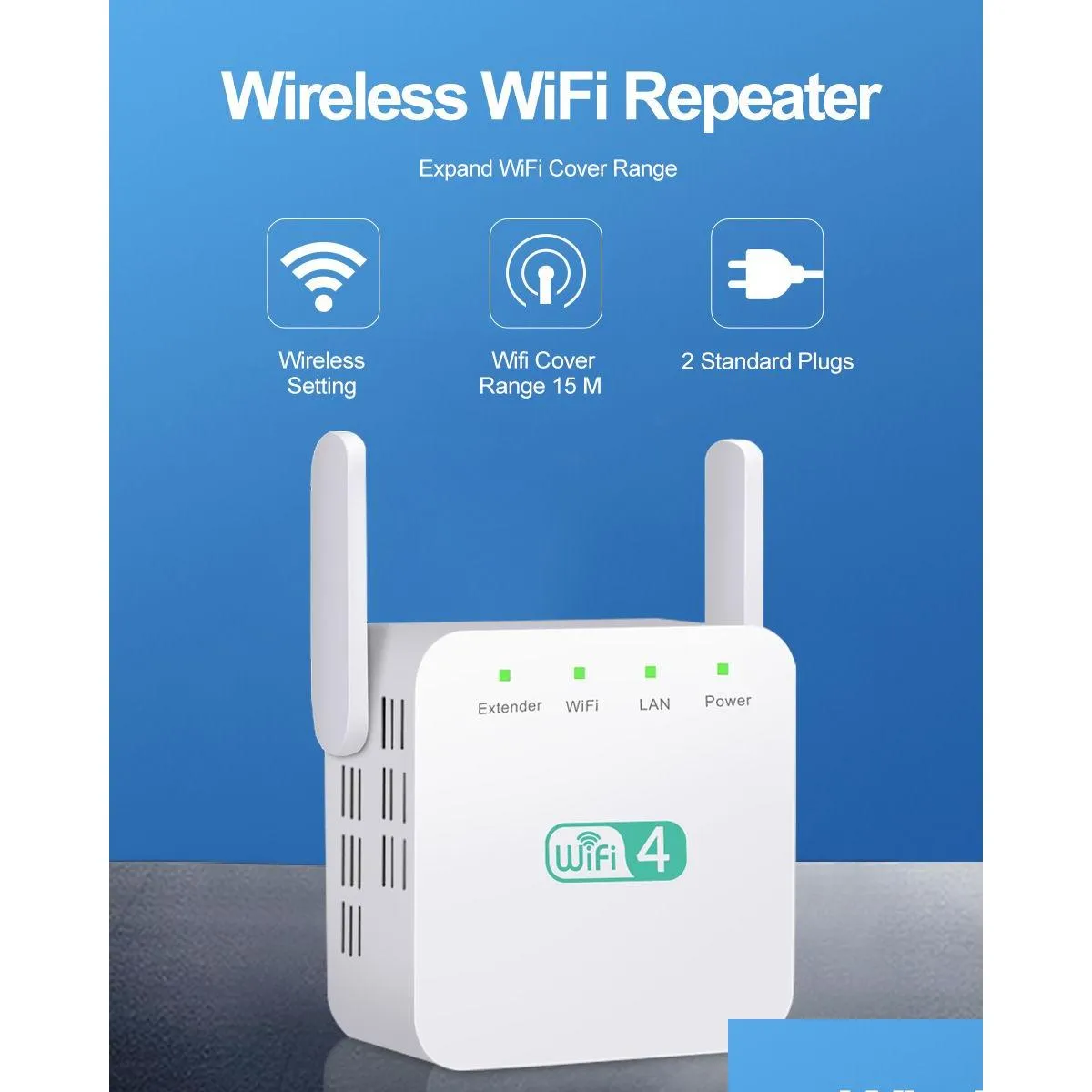 Routers 20%Off 300Mbps Wifi Repeater 2.4Ghz Range Extender Wireles-Repeater Amplifier Signal Booster 3 Antenna Long-Range Expander You Ot2Sx