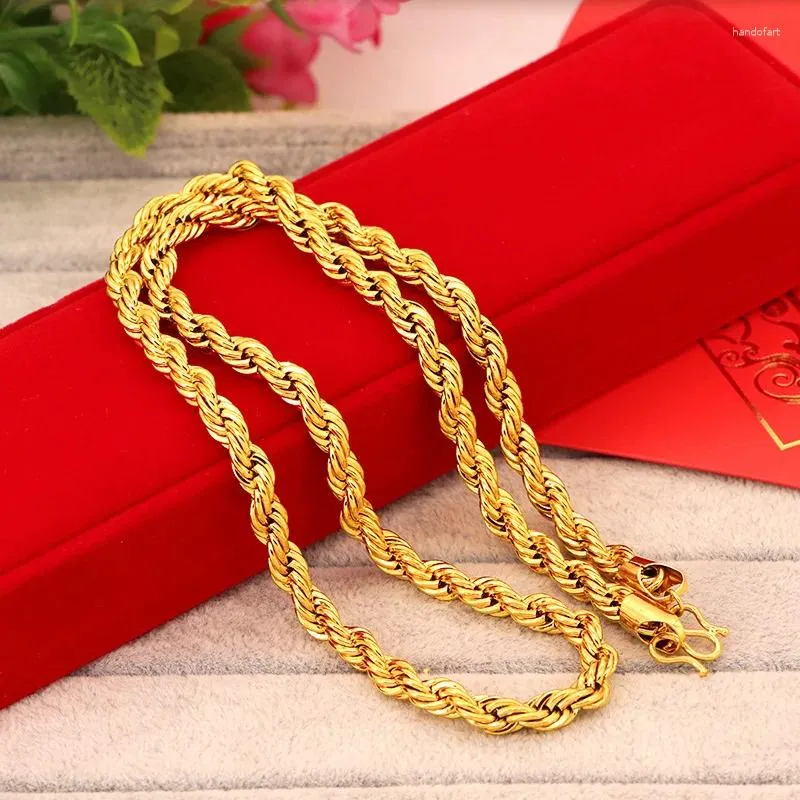 Chains 24k Electroplated Sand Gold Men's Atmospheric 7mm8mm Twist Necklace Vacuum Plating Will Not Fade For A Long Time