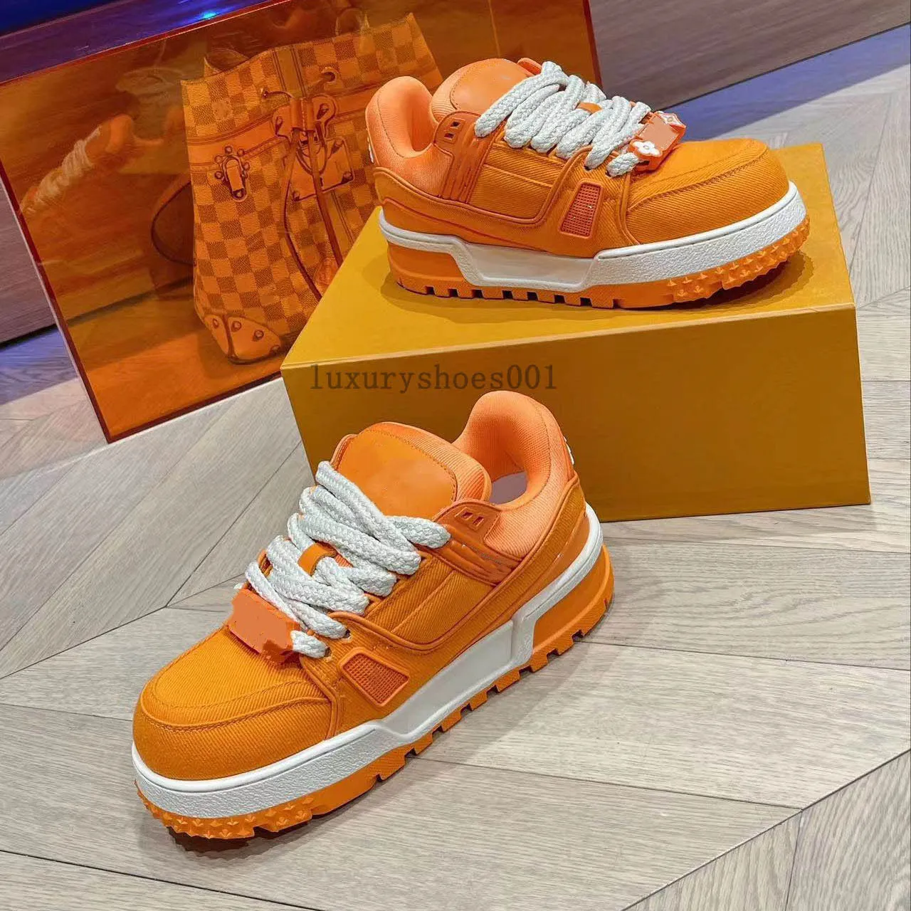 New arrival Shoes Trainer Maxi Sneaker Fashion Shoelace Beading Plump Casual Shoes Women Men Virgil sneakers Top Quality Leather Platform Sneakers