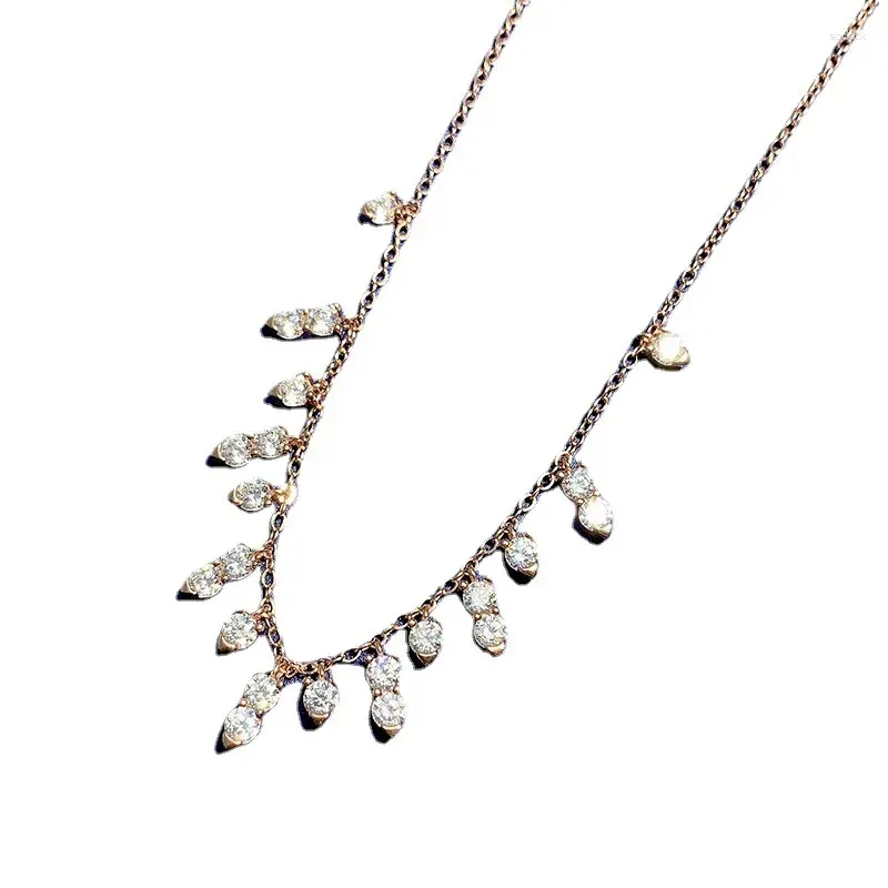 Hängen Spring Qiaoer Solid 925 Sterling Silver Lab Sapphire Gemstone Tassel Halsband Pendant Bröllopsfest Fina smycken för kvinnor