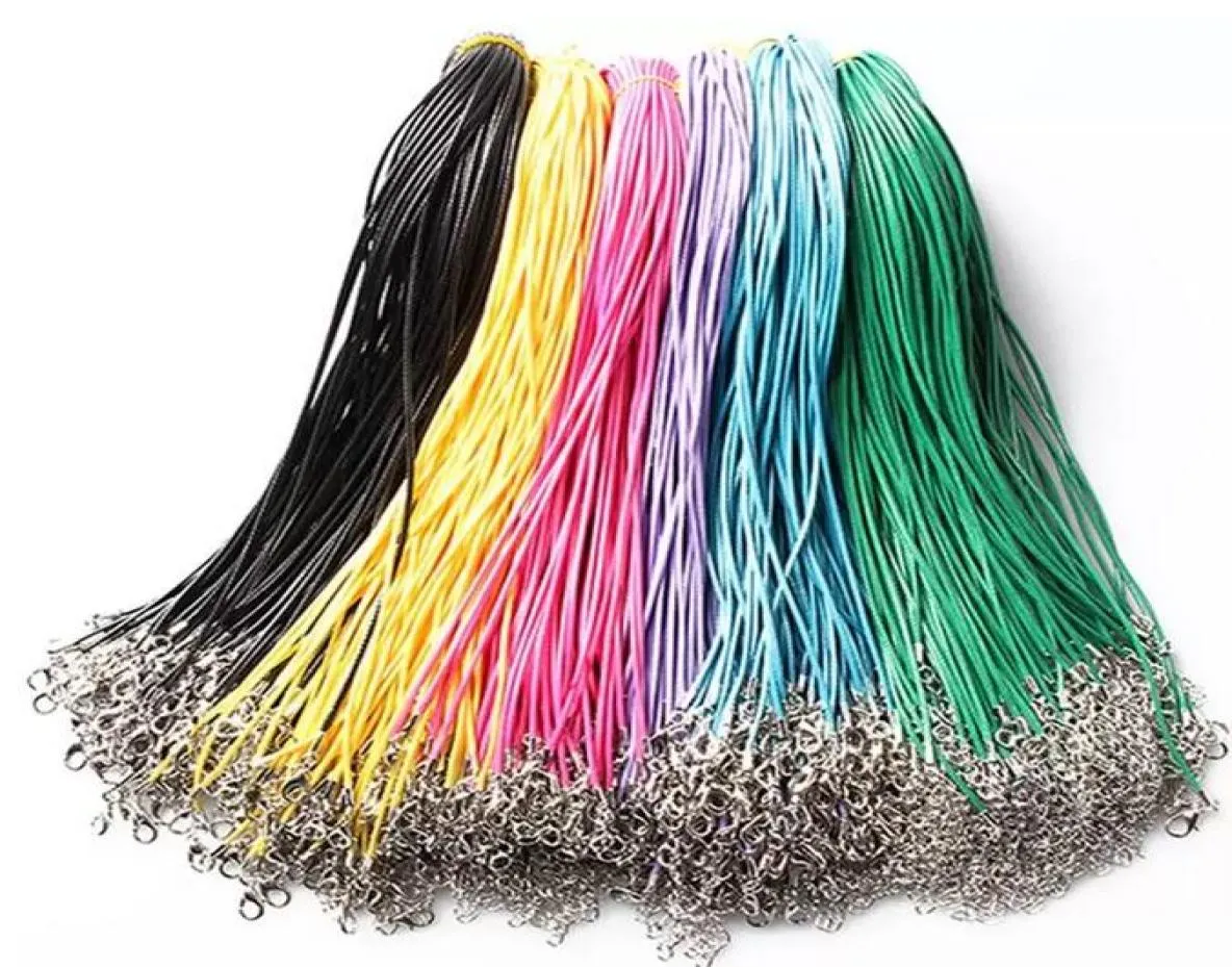 Multicolor Wax Cord Leather Chains Necklace Beading Cord String Rope Extender Chain Lobster Clasp Jewelry Friend Holiday Bijoux Fashion Jewellery1127101