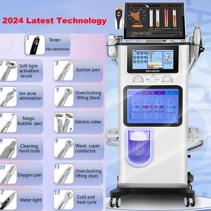 Profesjonalny 14 w 1 Hydra Oxygen Bio RF Mikrodermabrazion Michodermabrazion Maszyna do pielęgnacji skóry Cashhead do usuwania