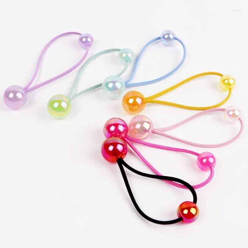 Hair Accessories 2PCS Shiny Candy Color Ball Long Rubber Rope Children Girls Elastic Bands Classic Rings No Harm Ponytail Holder